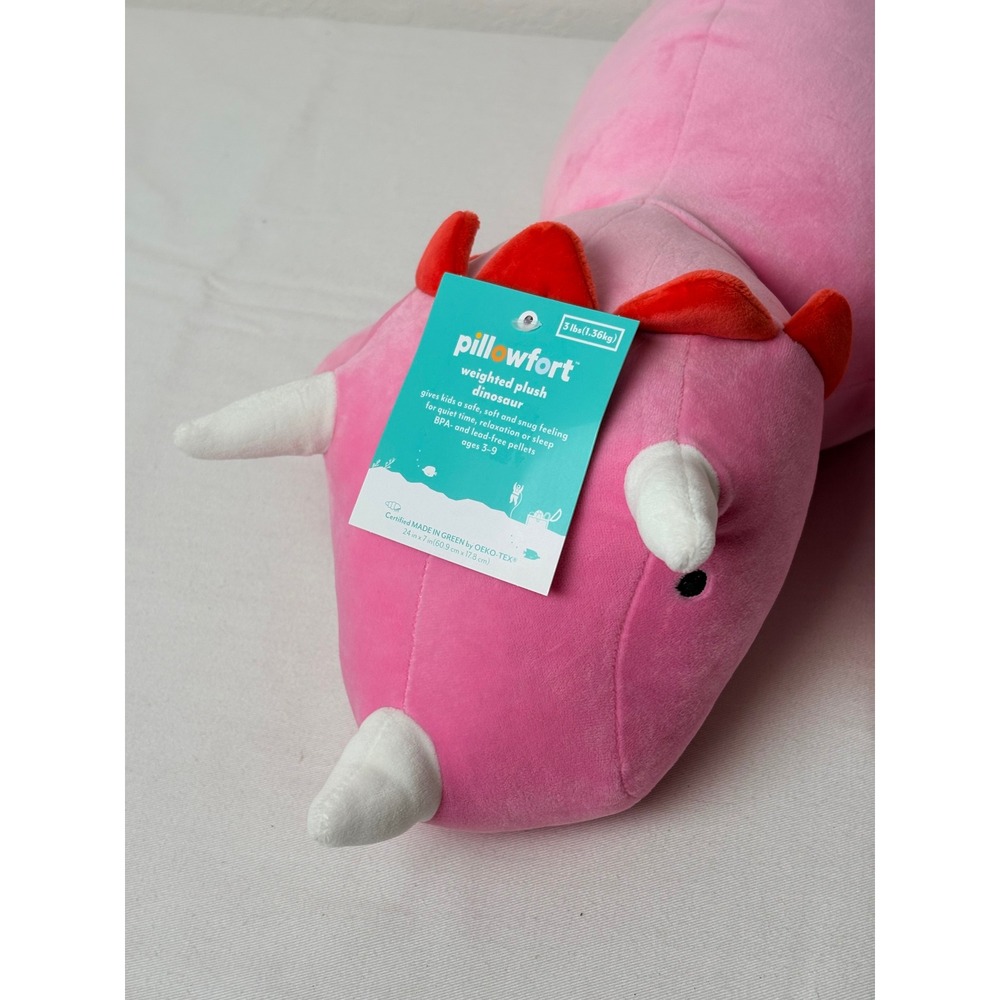 Pillowfort weighted Pink Plush Stuffed Animal Toy Dragon Dinosaur Valentine Gift - Picture 13 of 14